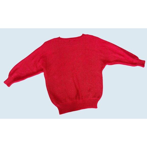 Vintage Ginenne Red Graphic Print Pullover Sweater 80s / 90s Size Medium - Picture 6 of 8
